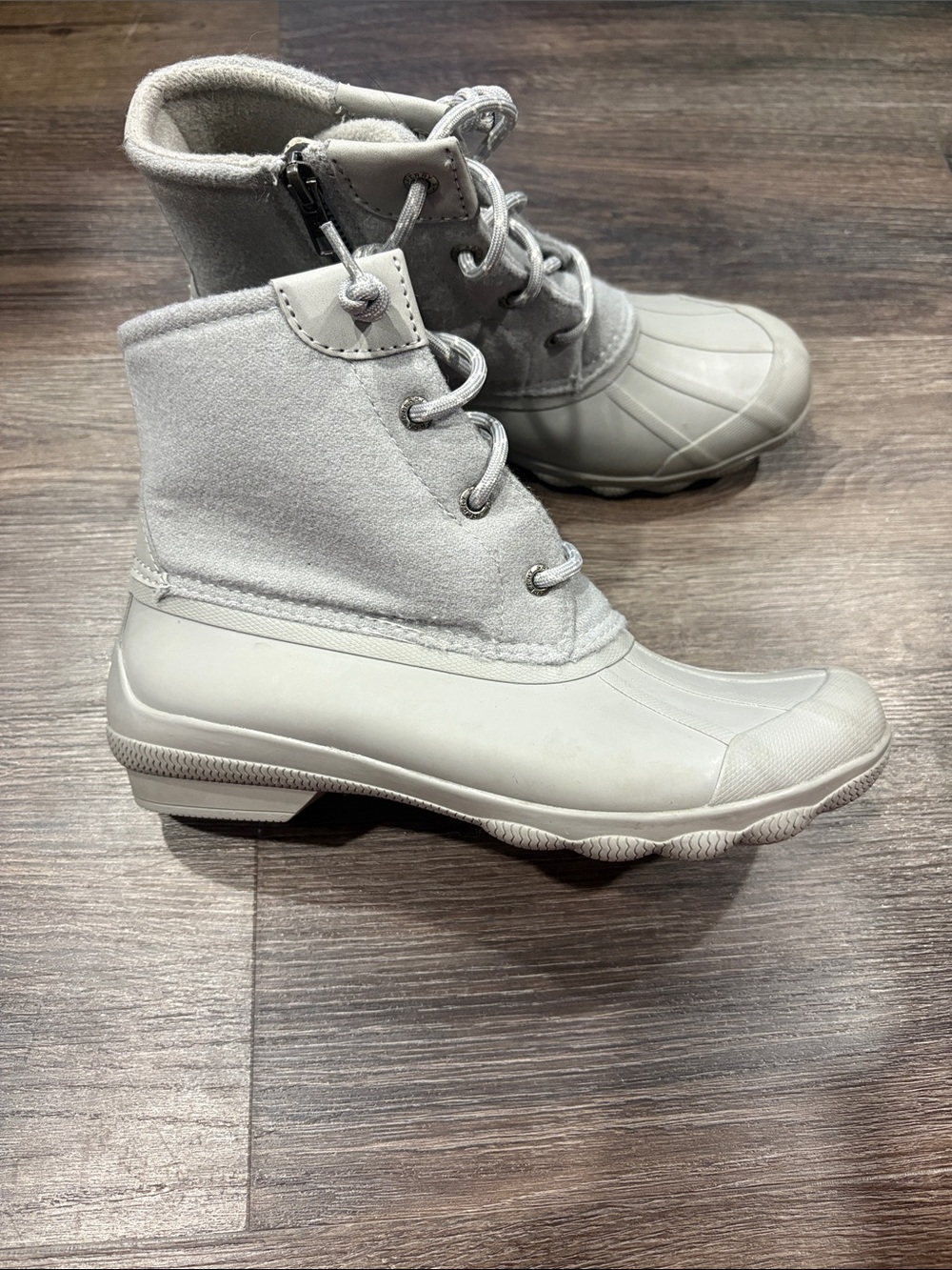 Sperry Light Gray Waterproof Lace-Up Rain & Snow Boots